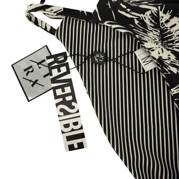 Lira Reversible Bikini Size M Black White Tropical Knot Tie Swimsuit Two Piece - Picture 4 of 6